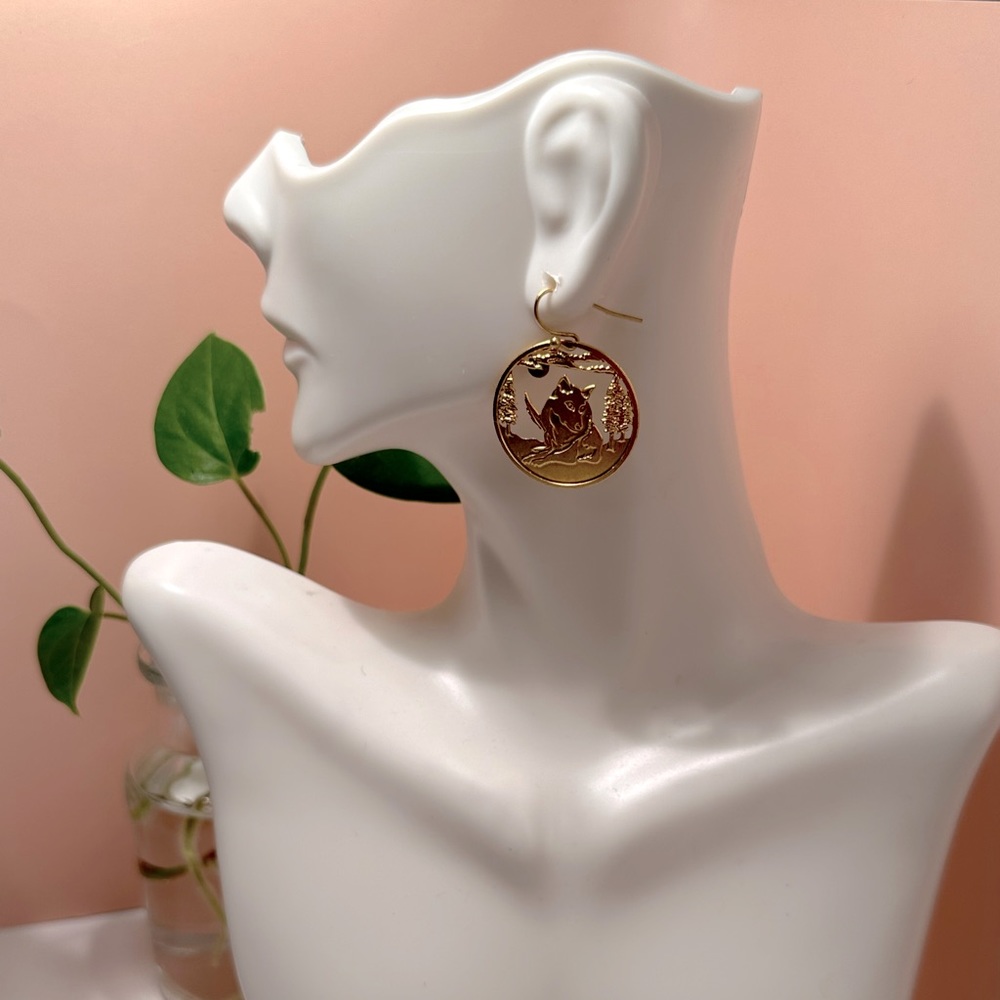 LAM possibly ( Leighton LAM) WOLF EARRINGS